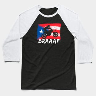 Puerto Rico Dirt Bike Off Road Moto Puerto Rican Braaap Baseball T-Shirt